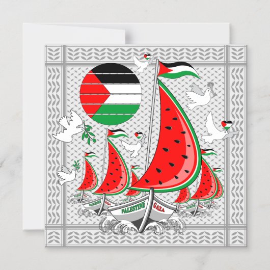 フリーダムグローバルスムード浮力船でガザへ マグネット招待状 (正面)