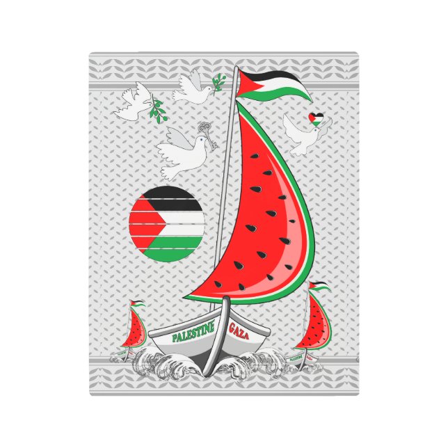 フリーダムグローバルスムード浮力船でガザへ メタルプリント (正面)