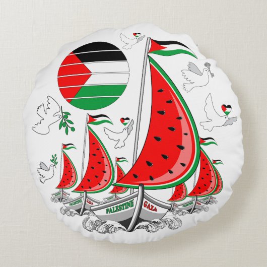 フリーダムグローバルスムード浮力船でガザへ ラウンドクッション (裏面)