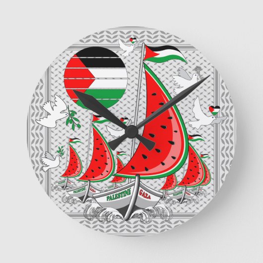 フリーダムグローバルスムード浮力船でガザへ ラウンド壁時計 (正面)