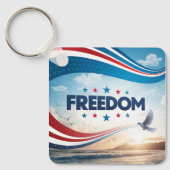 フリーダムスクエアメタルキーチェーン キーホルダー (正面)