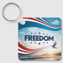 フリーダムスクエアメタルキーチェーン キーホルダー