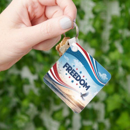 フリーダムスクエアメタルキーチェーン キーホルダー (手)