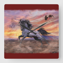 フリーダムスタン&イーグル愛国心 スクエア壁時計