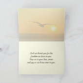 フリーダムバイブル聖句、鳥飛んでいるの夕暮れカスタムに サンキューカード (内部)