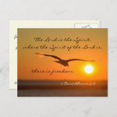 フリーダムバイブル聖句、鳥飛んでいるの夕暮れカスタムに ポストカード (正面/裏面)