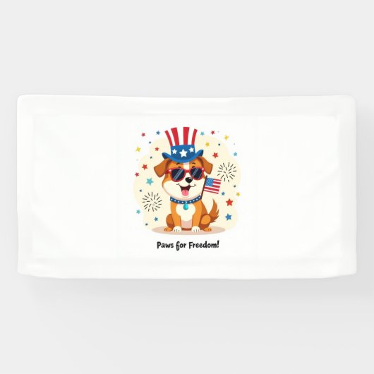フリーダムバナーの手 – かわいい愛国犬 横断幕 (横)