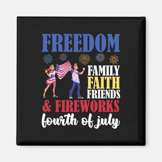 フリーダムファミリー信仰の友人& Fireworks Fout マグネット (正面)