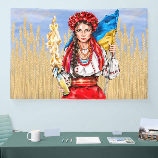 フリーダムボタンラウンドCで戦うウクライナガール 横断幕 (トレードショー)