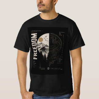 フリーダムマウンテントポグラフィックストリートウェアTシャツ Tシャツ