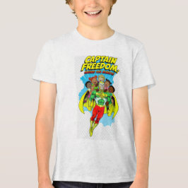 フリーダムマン カートゥーン キッズTシャツ – かわいいスーパーヒーロー トライブレンドTシャツ
