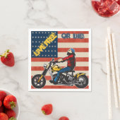 フリーダムライダーバイクもしくは自転車に乗る人オンアメリカ国旗の紙 スタンダードカクテルナプキン (インサイチュ)