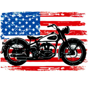 フリーダムライド:オートバイ付き米国国旗 Tシャツ