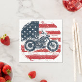 フリーダムライド：レトロオートバイとアメリカ国旗 スタンダードカクテルナプキン (インサイチュ)