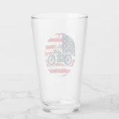 フリーダムライド:レトロオートバイとアメリカ国旗 タンブラーグラス (裏面)