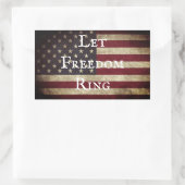 フリーダムリングヴィンテージ米国国旗 長方形シール (バッグ)