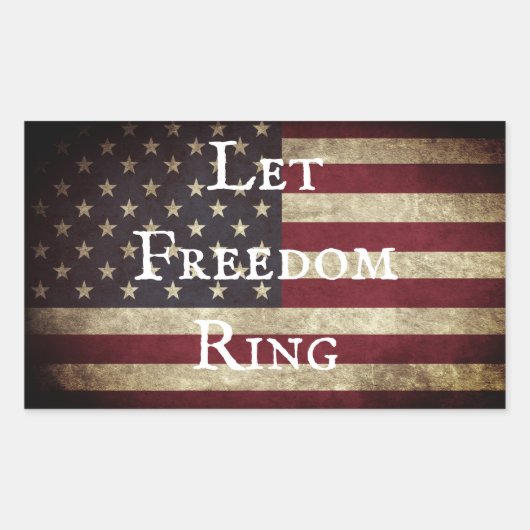 フリーダムリングヴィンテージ米国国旗 長方形シール (正面)