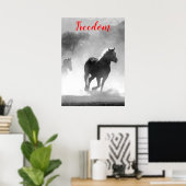 フリーダムレッドランニング白黒ズウマ ポスター (ホームオフィス)