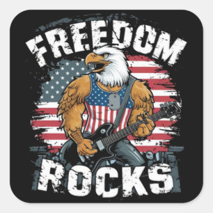 フリーダムロック愛国的なアメリカTシャツ スクエアシール