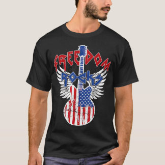フリーダムロック7月4日愛国米国国旗の岩 Tシャツ