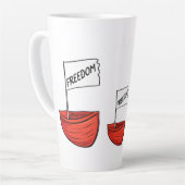 フリーダム航海のボートイラストレーション カフェラテマグ (左アングル)