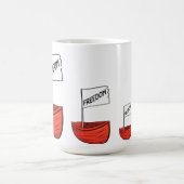 フリーダム航海のボートイラストレーション コーヒーマグカップ (中央)