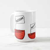 フリーダム航海のボートイラストレーション コーヒーマグカップ (正面左)