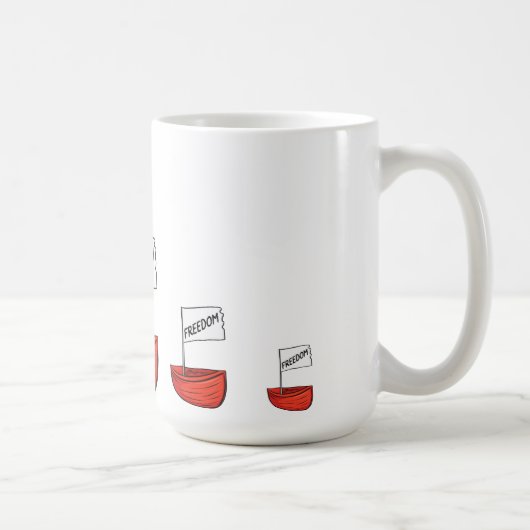 フリーダム航海のボートイラストレーション コーヒーマグカップ (右)