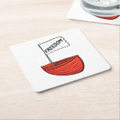 フリーダム航海のボートイラストレーション スクエアペーパーコースター (アングル)