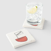 フリーダム航海のボートイラストレーション ストーンコースター (横)