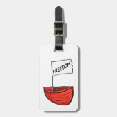 フリーダム航海のボートイラストレーション ラゲッジタグ (正面縦)