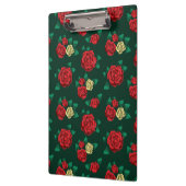 フリーダ・カーロ赤い|および金ゴールドのばら色パターン クリップボード (左)