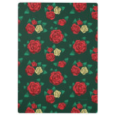 フリーダ・カーロ赤い|および金ゴールドのばら色パターン クリップボード (裏面)