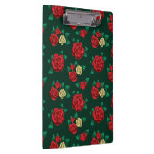 フリーダ・カーロ赤い|および金ゴールドのばら色パターン クリップボード (右)