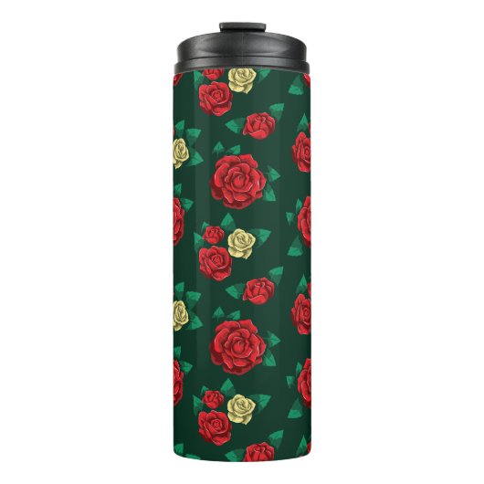 フリーダ・カーロ赤い|および金ゴールドのばら色パターン タンブラー (正面)