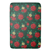 フリーダ・カーロ赤い|および金ゴールドのばら色パターン バスマット (正面縦)