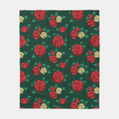 フリーダ・カーロ赤い|および金ゴールドのばら色パターン フリースブランケット (正面)