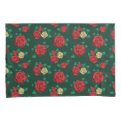 フリーダ・カーロ赤い|および金ゴールドのばら色パターン 枕カバー (正面右)