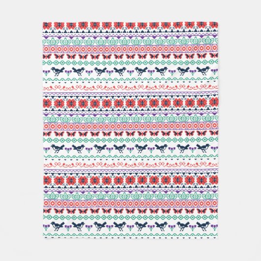 フリーダ・カーロ|のメキシコパターン フリースブランケット (正面)
