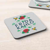 フリーダ・カーロ|の花柄のタイポグラフィ コースター (左側)