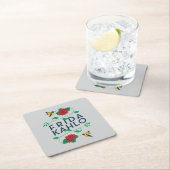 フリーダ・カーロ|の花柄のタイポグラフィ スクエアペーパーコースター (インサイチュ)