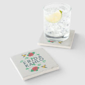 フリーダ・カーロ|の花柄のタイポグラフィ ストーンコースター (横)