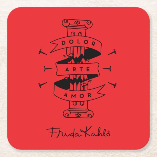 フリーダ・カーロ|の苦痛の芸術愛 スクエアペーパーコースター (正面)