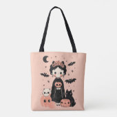 フリーダ・カーロ ピンク パステルウィーン ハロウィン かわいい スプーキー トートバッグ (裏面)