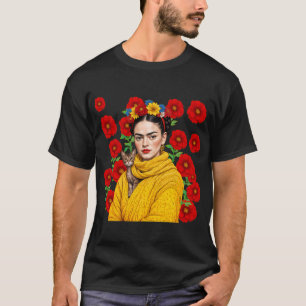 フリーダ カーロ 黄色 編み込み スカーフ 熱帯 オウム Tシャツ
