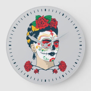 フリーダ・カーロ  El Diaa de los Muertos ラージ壁時計
