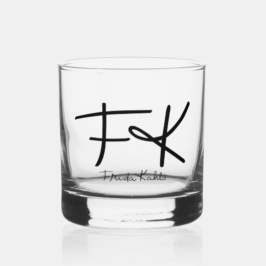 フリーダ・カーロ "FK" モノグラムサイン ウイスキーグラス (正面)