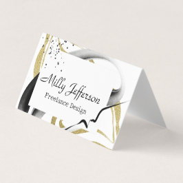 フリーデザイン抽象芸術QRコード金ゴールドブラック 名刺