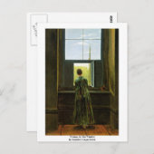 フリートリッヒキャスパーデイヴィッド著窓の女性 ポストカード (正面/裏面)