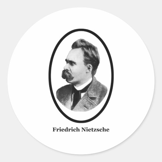 フリードリッヒNietzsche Black The MUSEUM Zazzle Gives ラウンドシール (正面)